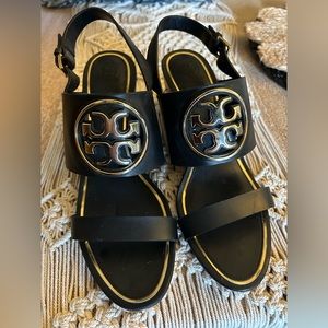 Tory Burch Metal Miller slingback 65mm wedge. Excellent condition.
